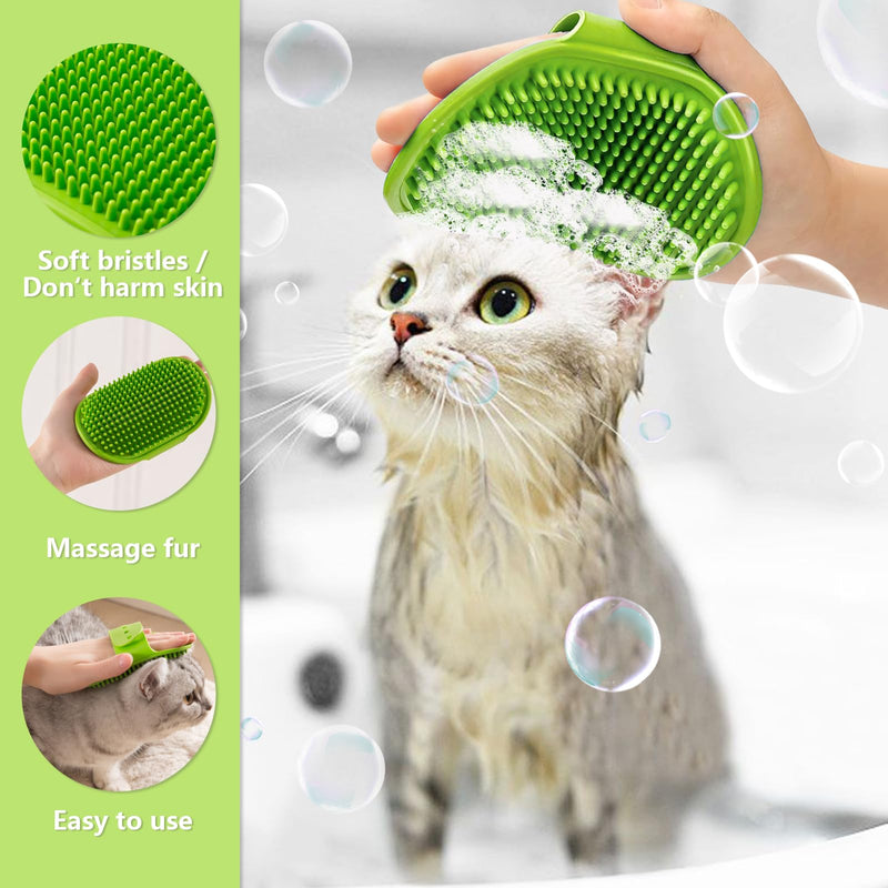 4Pcs Dog Bath Brush Set, Comfortable Long Handle Soft Grooming Brushes With Grooming Gloves Washing Gloves and Massage Brush and Finger Toothbrush, Perfect for Long Short Haired Dogs Cats Pet - PawsPlanet Australia