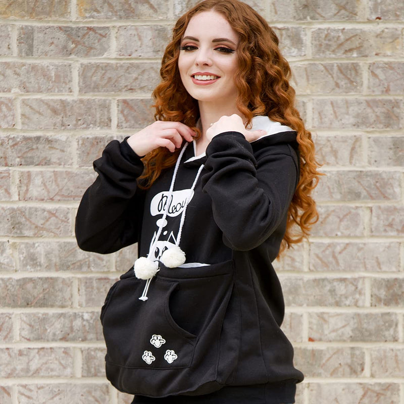 ALYC Pet Pouch Hoodie- Dog Cat Holder Carrier Sweatshirt Fleece Big Pouch Pullover for Women (Black, 4X-Large) Black - PawsPlanet Australia