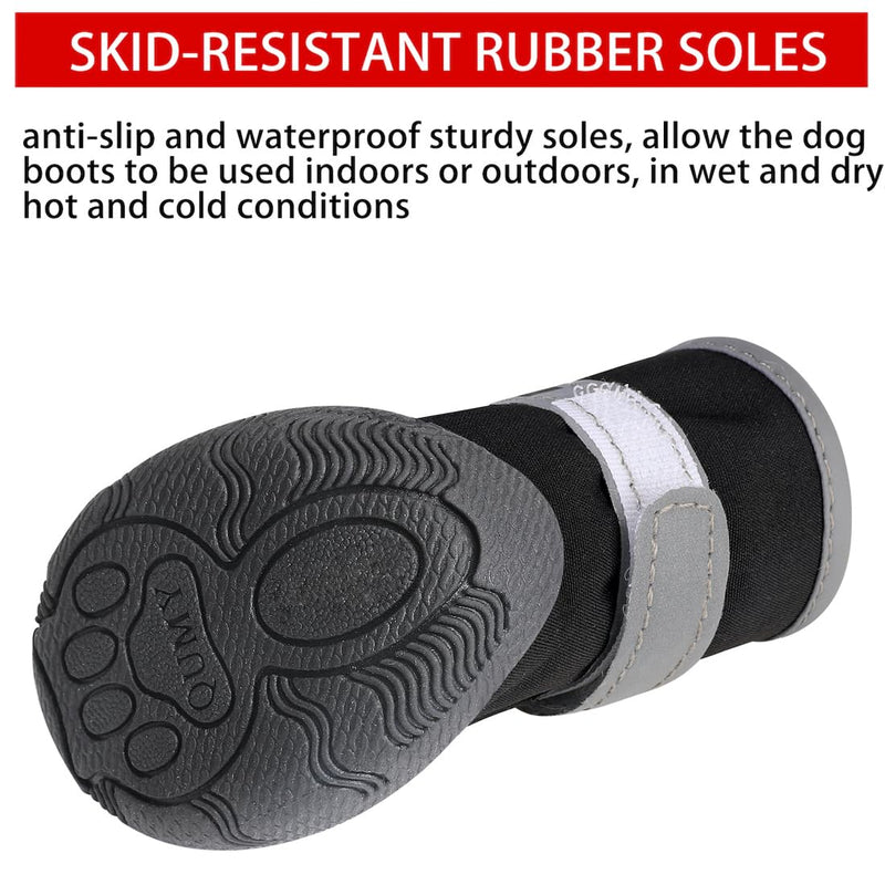 QUMY Dog Shoes for Small Dogs, Puppy Dog Boots & Paw Protectors for Winter Snowy Day, Summer Hot Pavement, Waterproof in Rainy Weather, Outdoor Walking, Indoor Hardfloors Skid-Resistant Sole Black 2 size 2: 1.59"x1.18"(L*W)