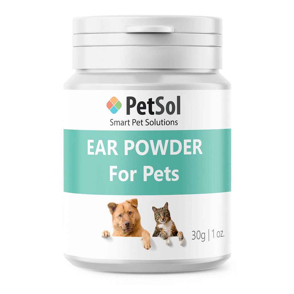 PetSol Fast Acting Ear Powder (Large 30g Tub) - Stops Head Shaking, Wax, Gunk & Ear Odour - PawsPlanet Australia
