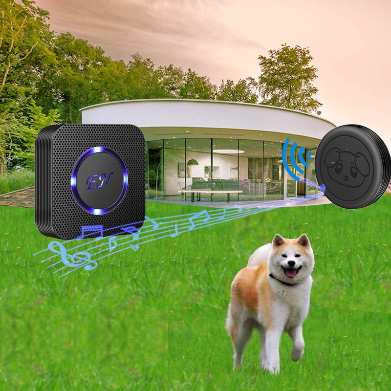 EverNary Dog Door Bell Wireless Doggie Doorbells for Potty Training with Warterproof Touch Button Dog Bells Included 1 Receiver and 3 Transmitters Black - PawsPlanet Australia
