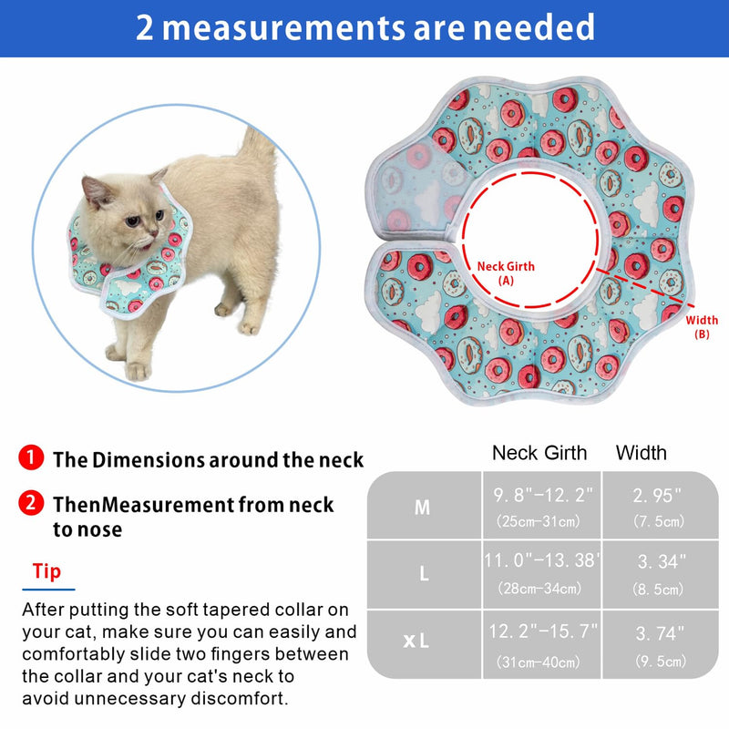 Soft Cat Cone Collar,Pet Recovery Collar,Comfortable Lightweight Elizabethan Collar for Small Dog Cat Prevent from Licking Wounds (Medium/Donut Pattern) Large / donut pattern - PawsPlanet Australia