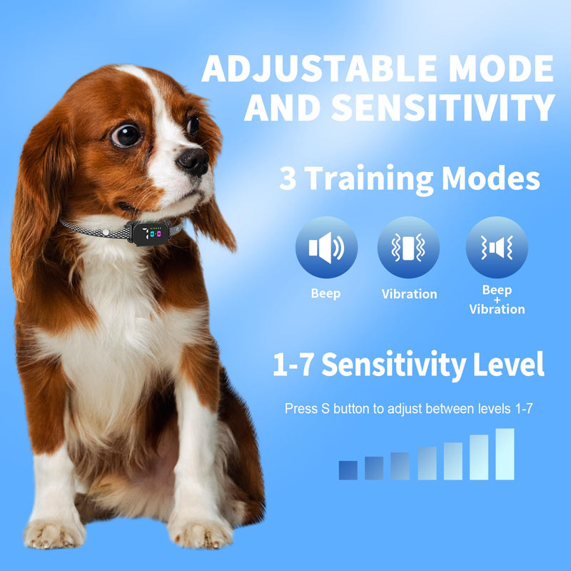 Anti-Bark Collar for Small Dogs, No Shock Anti Barking Collars with 7 Sensitivities, 3 Adjustable Modes Beep & Vibration, IP67 Waterproof - Effective & Humane, Premium Black - PawsPlanet Australia