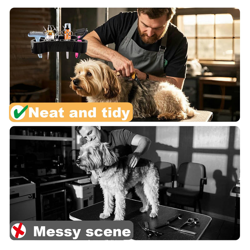 Adjustable Pet Grooming Organizer for Scissors, Brushes and Tools - Rotatable Multi-Compartment Grooming Arm Stand Bone Carbon Fiber Bone - PawsPlanet Australia