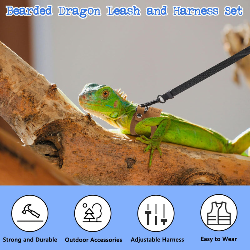 3 Pack Bearded Dragon Leash and Harness Set, Adjustable Bearded Dragon Leashs with Traction Rope Leash for Bearded Dragons Lizards and Other Small Reptiles (3 Sizes) - PawsPlanet Australia