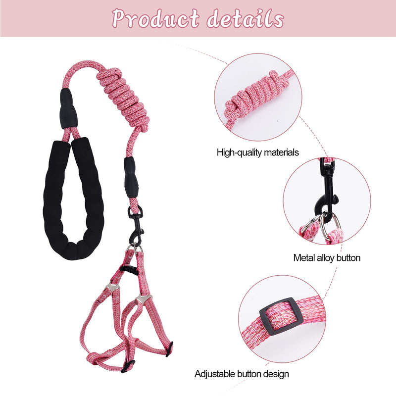 Mini Pig Harness, Adjustable Small Pig Harness with Leash Infinity Style Lead and Soft Foam Handle for Small to Medium Pet Pigs Walking Training Jogging (Pink, M) Pink - PawsPlanet Australia