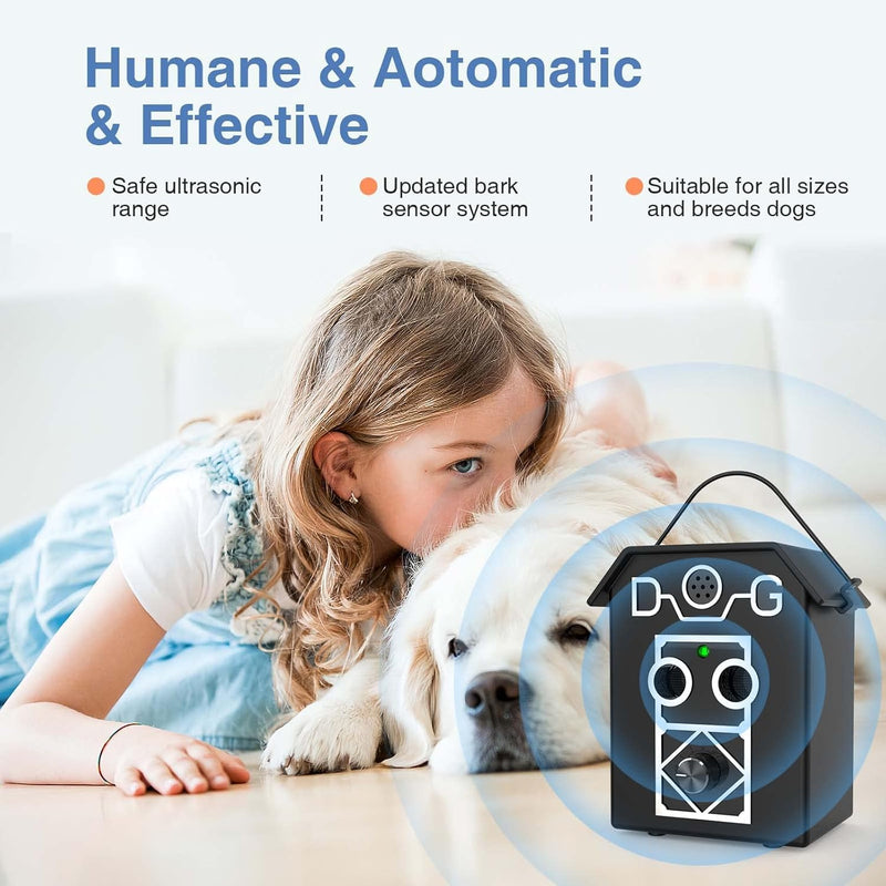 Anti Barking Device, 3 Adjustable Frequency Ultrasonic Dog Barking Deterrent Devices Pet Gentle Anti Barking Device Sonic Bark Control Device Stop Dog Barking Device Indoor Outdoor for Dogs Anti Bark Black-XT006
