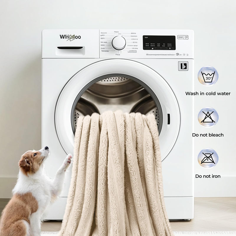 LINENLUX 1 Pack 3 Soft Fleece Dog Blanket for Pet Washable Warm Cat Puppy Fluffy Calming Flannel Beige Medium 30x20 inches (pack of 3) - PawsPlanet Australia