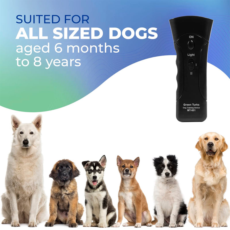 Ultrasonic Barking Deterrent Device – Stop Barking & Repel Aggressive Pets – Humane Training Tool, Anti Barking Device Outdoor Indoor, Bark Control, No Shock Collar Alternative, Portable LED