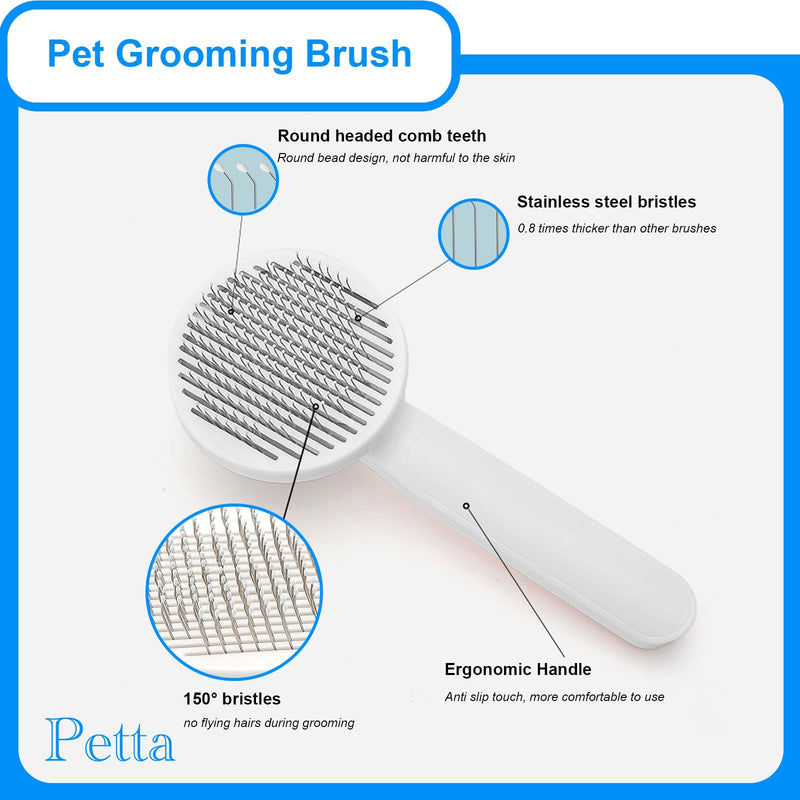 Cat Grooming Brush, Pet Brush with Release Button for Dogs Cats, Removes Loose Fur from Cats, Kittens, and Rabbits, for Pet Massage (Pink) PC201-2 Pink - PawsPlanet Australia
