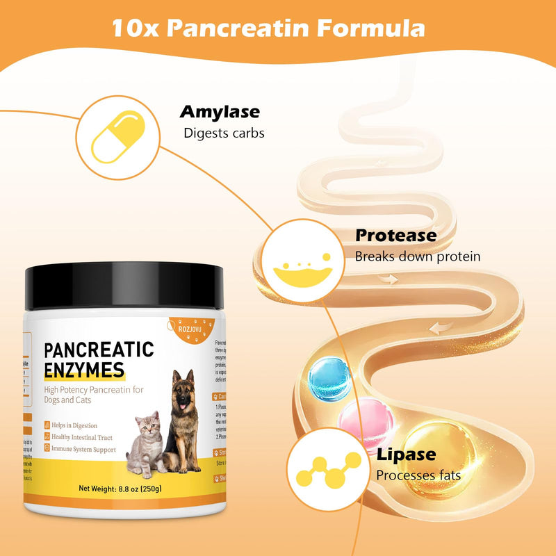 Pancreatic Enzymes for Dogs| 10x Pancreatin Formula |Dog Digestive Enzymes for EPI Pets | Support Digestive Stress, Pancreatic Concerns, and Healthy Weight Management| 8.8 Ounces - PawsPlanet Australia