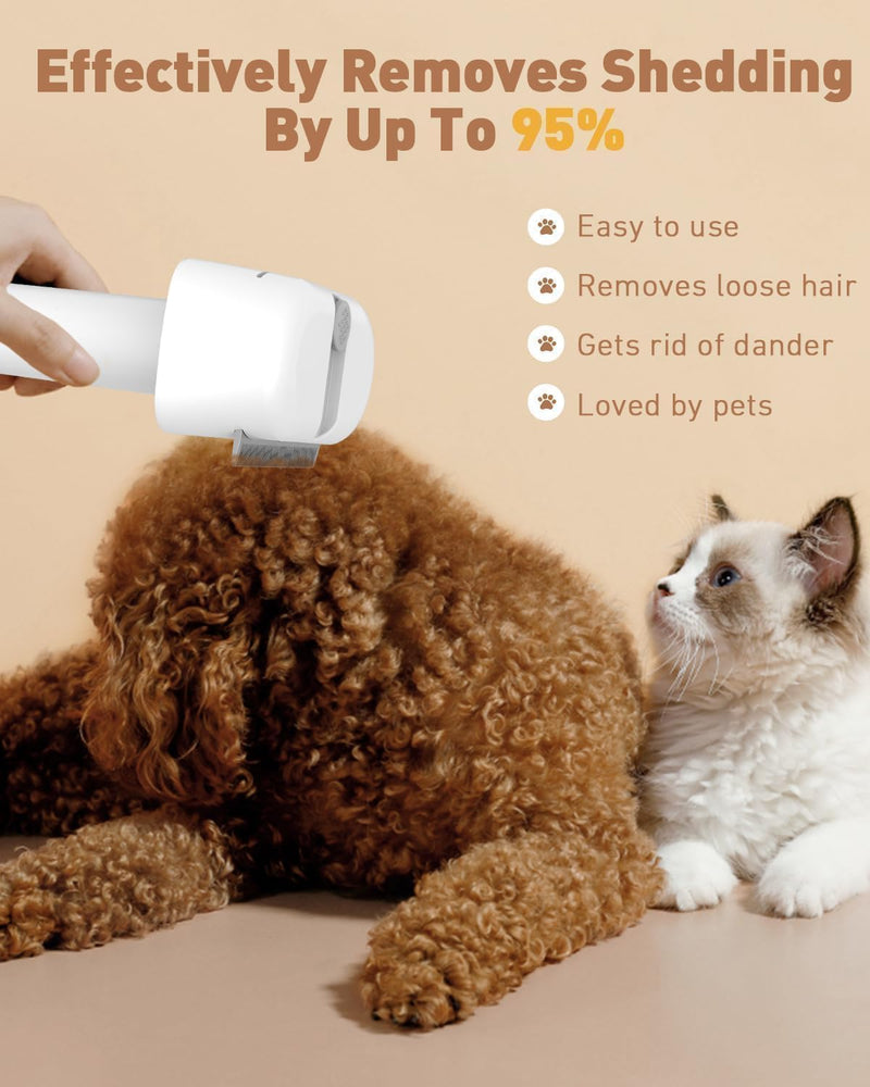 3-in-1 Pet Grooming Tool - Deshedding Dog Brush, Dematting Comb, Undercoat Rake for Long Hair Dogs & Cats, Grooming Comb for Shedding and Matting White - PawsPlanet Australia