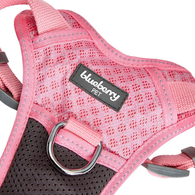 Blueberry Pet 3M Reflective Dog Vest Harness in Red| Soft Mesh Padded No-Pull Design | Adjustable Fit for Medium Dogs, Pink Size Small - PawsPlanet Australia