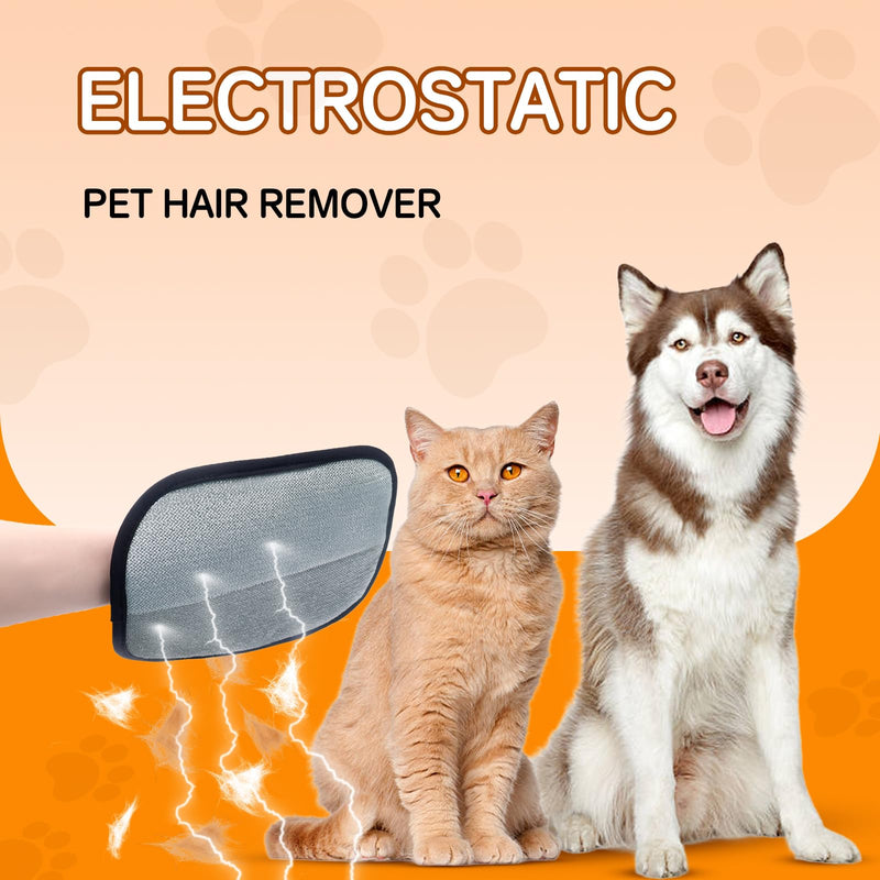 Pet Hair Remover Electrostatic Gloves,Pet Hair Removal for Cats & Dogs, Cat Grooming Gloves，Pet Hair Fur Removal Mitt, Cleanup for Furniture, Clothing, and Upholstery,Reusable (2pcs) 2pcs - PawsPlanet Australia