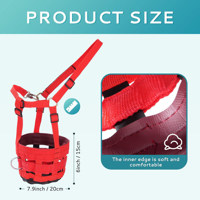 Horse Grazing Muzzle with Safety Strap Adjustable Breathable Design for Pasture, Laminitis Prevention & Weight Management, Red - PawsPlanet Australia