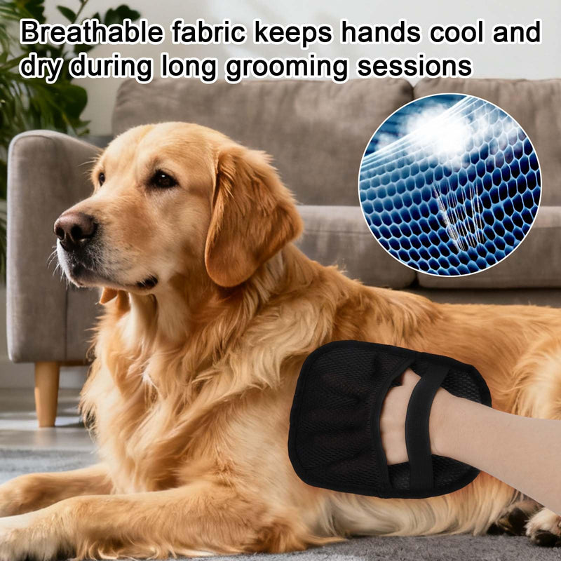1 Pair Pet Hair Removal Gloves, Reusable Five-Finger Electrostatic Grooming Remover Gloves with Comb Brush Tool Supplies for Cat Dog Hair Removal on Furniture Couch Pet Bed Carpet Rug Curtains