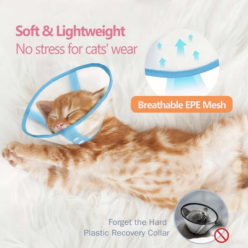 Cat Cone Collar Soft, Lightweight Mesh Recovery E Collar to Stop Licking, Breathable Cone for Cats & Small Dogs Surgery/Grooming Use, Blue M Blue-Medium