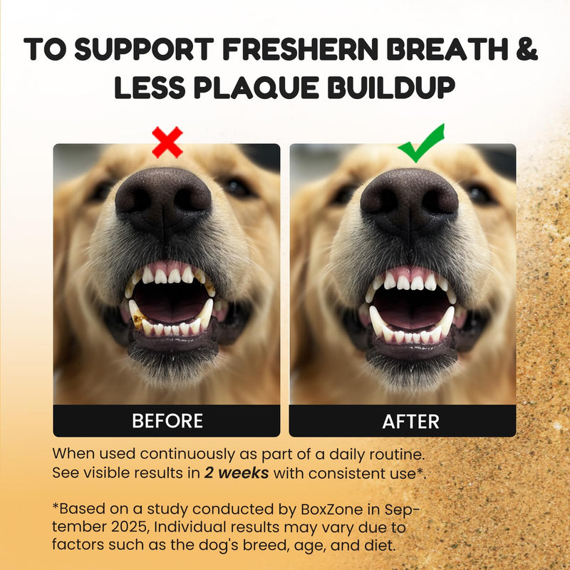 Dog Teeth Cleaning Powder - Plaque & Tartar Control, Breath Fresheners with Natural Seaweed, Probiotics, Vitamins, Turmeric & Enzymes for All Dogs & Cats (Chicken Flavor, 75 Scoops) - PawsPlanet Australia