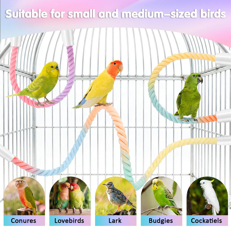 Bird Perch Rope, 4 Pcs 31.1” & 16.54” Bendable Cotton Rope Perches for Bird Cages, Interactive Birds Cage Accessories for Parrots, Parakeets, Cockatiels, Lovebirds, Budgies (2 Long + 2 Short)