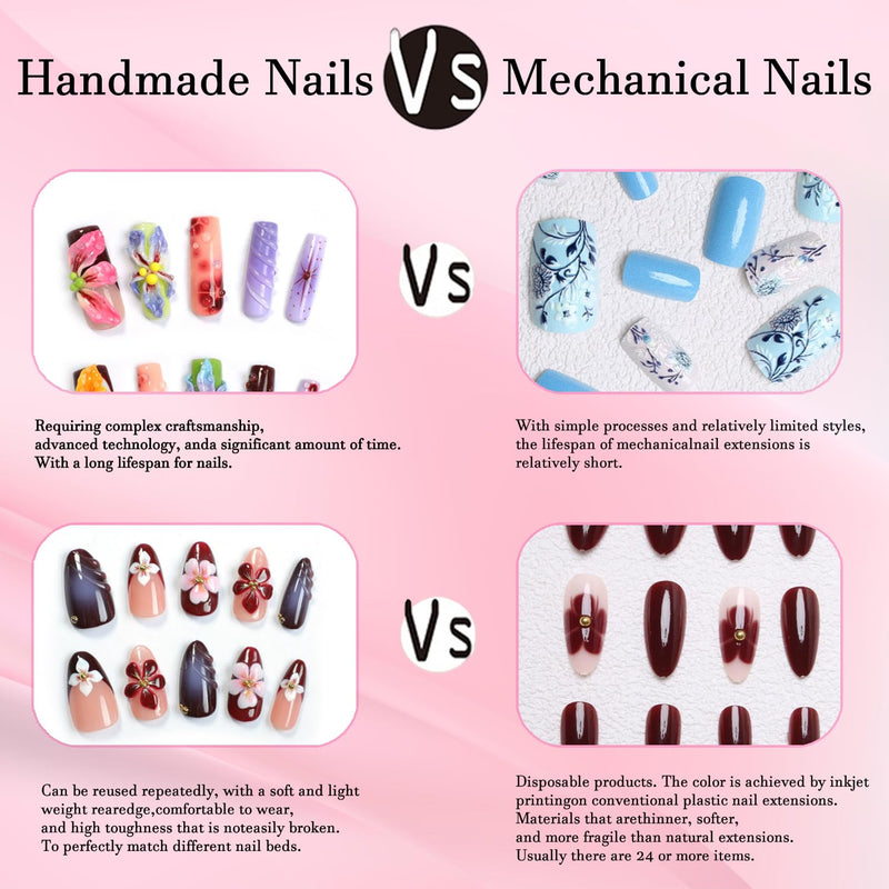 10 Pcs Luxury Medium Press on Nails Curved Stiletto Handmade Nails Press Ons Full Cover Glossy Dragon Claw Nude False Nails Reusable Acrylic Unique Eagle Claw Stick on Nail for Women（S） Styl 40