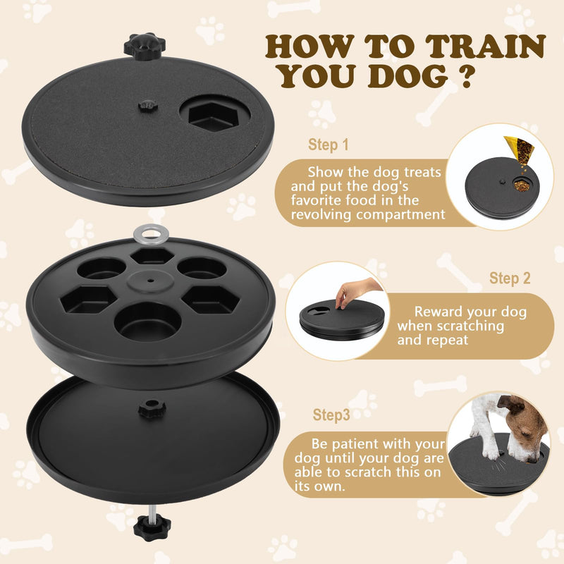 Dog Nail Scratch Board - 3 in 1 Rotatable Round Dog Scratch Pad for Nails with Treat Box, Stress-Free Dog Scratch Pad for Nails, Dog Nail File Toy for Dog Nail, Dog Scratcher for Small and Large Dogs Black - PawsPlanet Australia
