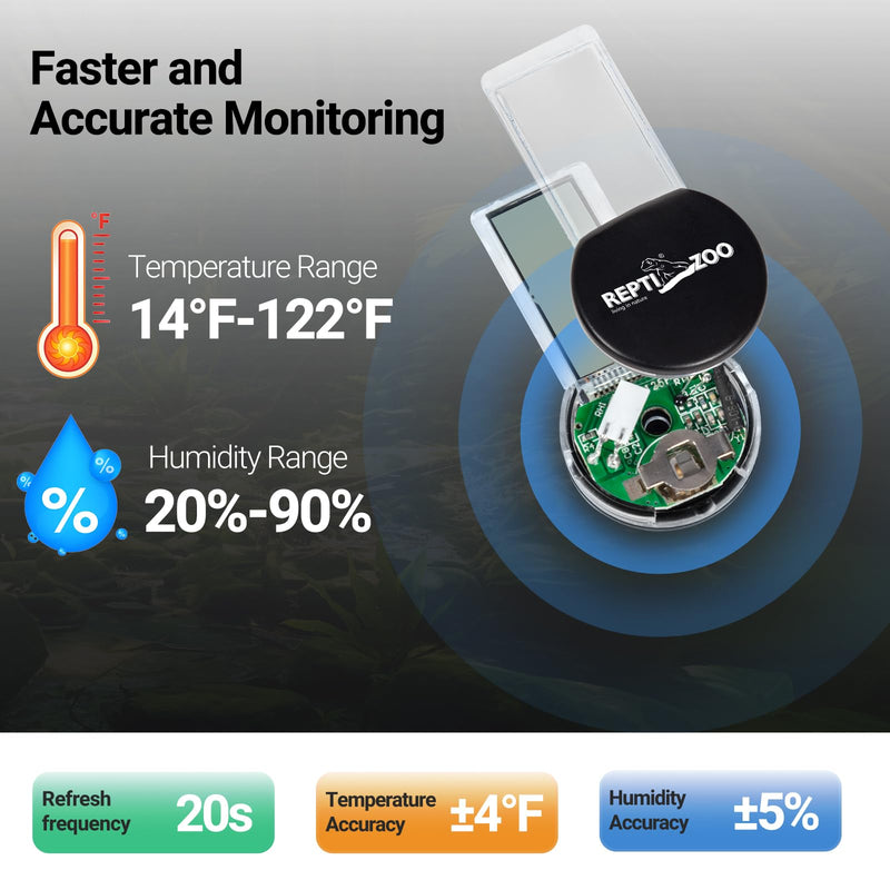 REPTI ZOO Magnetic Reptile Thermometer and Humidity Gauge, Digital LCD Temperature Humidity Monitor, Tank Terrarium Temp and Humidity Meter Accessories for Bearded Dragon, Snake, Hermit Crabs, Gecko - PawsPlanet Australia