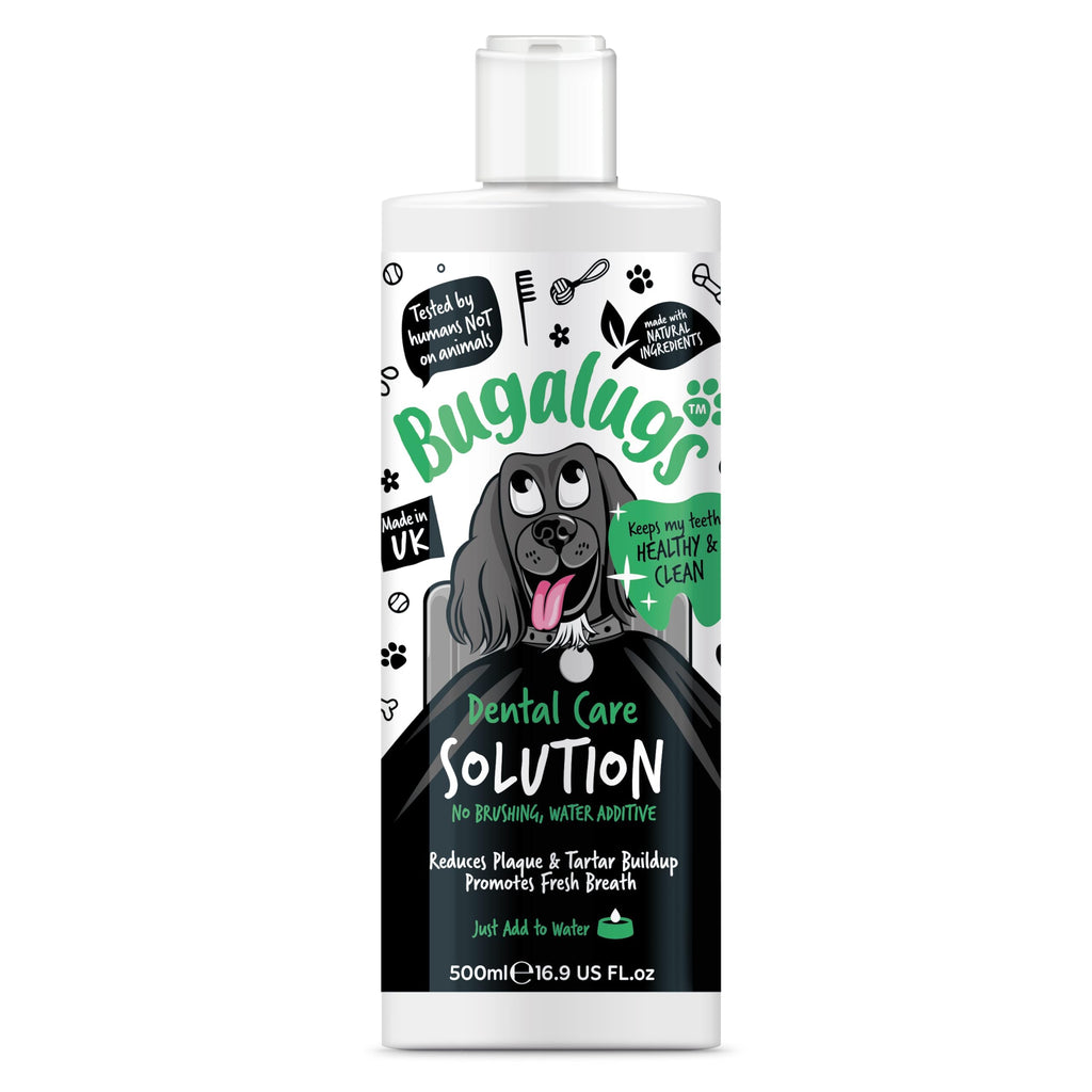 BUGALUGS Dog Breath Freshener Dental Care Water Additive. Clean Teeth, Healthy Gums & Fresh Breath - Natural Dog plaque remover & tartar remover for teeth - No Brushing Needed 500ml Additive