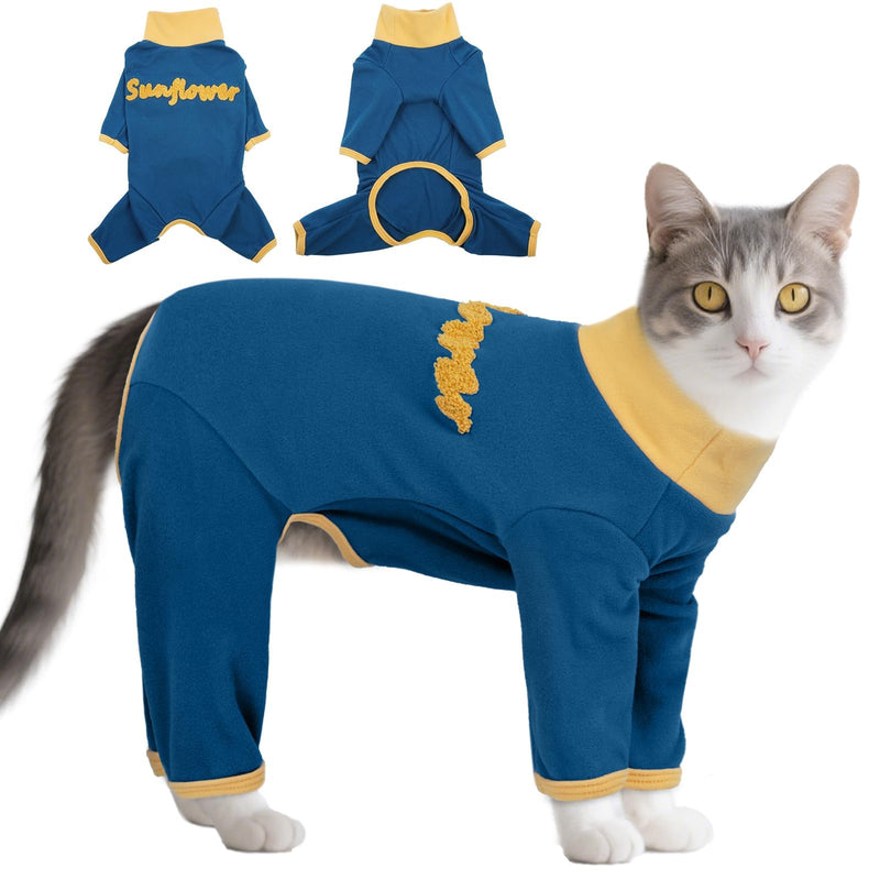 T'CHAQUE Sticky Hair Cat Onesie Pajamas, Soft Long Sleeve Cat Clothes, Anti-Shedding, Surgery Recovery Suit, Wound Protection & Preventing Licking, Kitten Sweaters for Male & Female-M