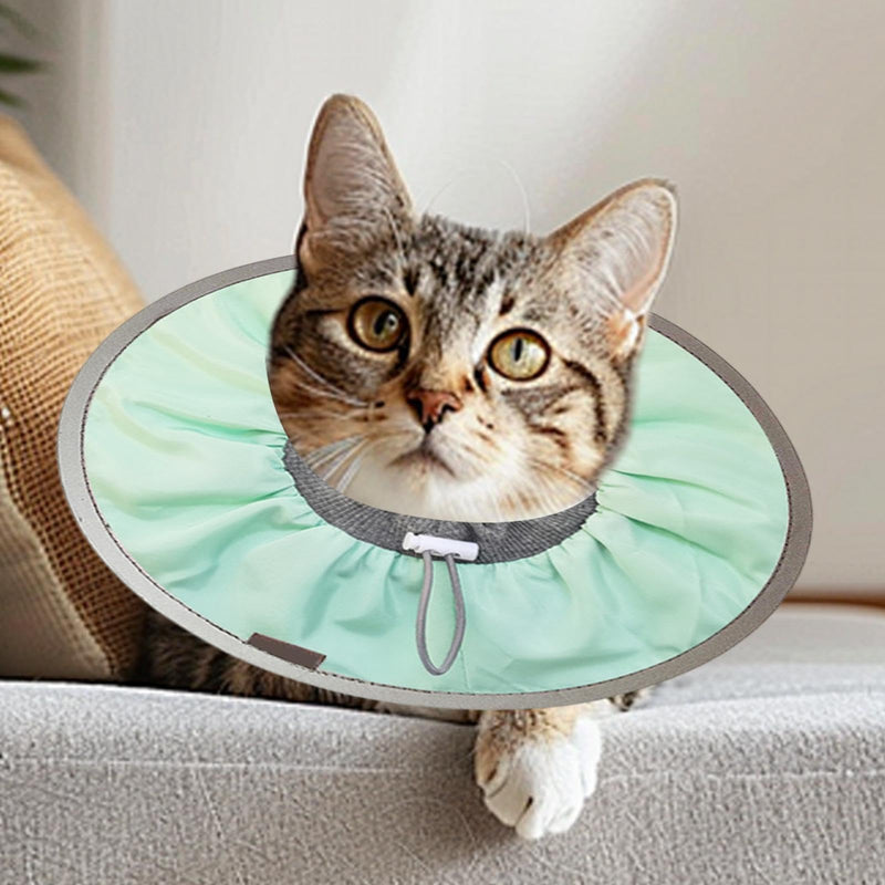 Soft Cat/Dog Recovery Collar - Adjustable Recovery Collar for Cats - Protective Collar for Dogs, Kittens and Puppies for Wound Care Light Green M