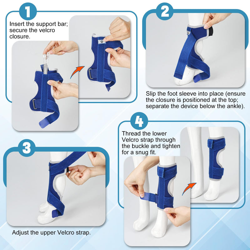 Dog Front Leg Brace with Removable Metal Springs- Adjustable Reflective Ankle Wrap for Dogs, Anti-Slip Reverse-Buckle Design Dog Splint Front Leg for Arthritis, Sprains, Injury Recovery (Blue, S) Blue
