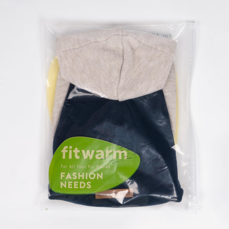 Fitwarm Color Block Dog Hoodie Sweater, Winter Clothes for Small Dogs Boy Girl, Lightweight Pet Sweatshirt, Midnight Blue, Beige, XL X-Large - PawsPlanet Australia