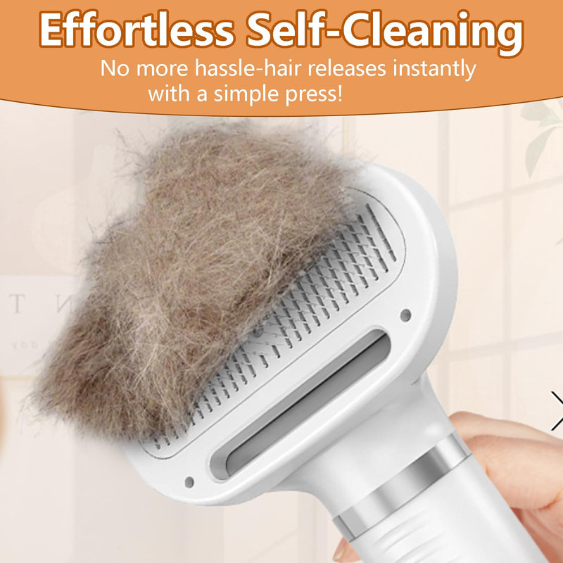 6 in 1 Dog Cat Steam Brush with Dryer - Pet Grooming Spray Brush for Shedding, Drying, Massaging, Deodorizing, Self-Cleaning - Includes Leave-In Pet Hair Care Solution - Easy to Use & Store Hide translation - PawsPlanet Australia
