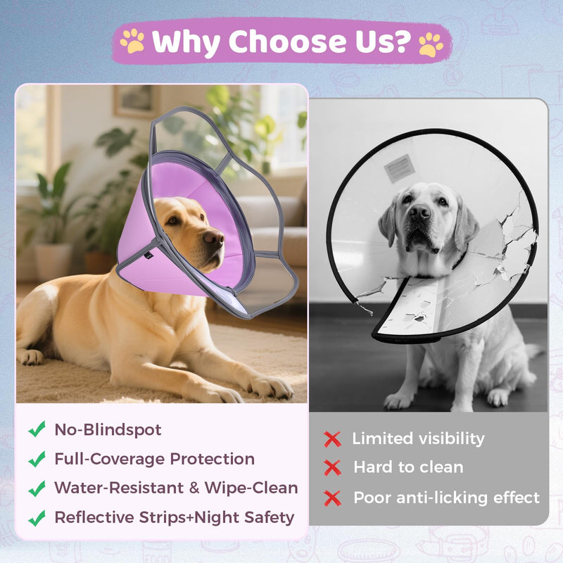 Soft Dog Cone Collar After Surgery Recovery,Adjustable E-Collar with Removable Shield,Lightweight,Breathable Anti-Licking Protective Cone for Large,Medium,Small Pets (Rose Pink, M (Neck:12''-15'')) Rose Pink M (Neck:12''-15'')