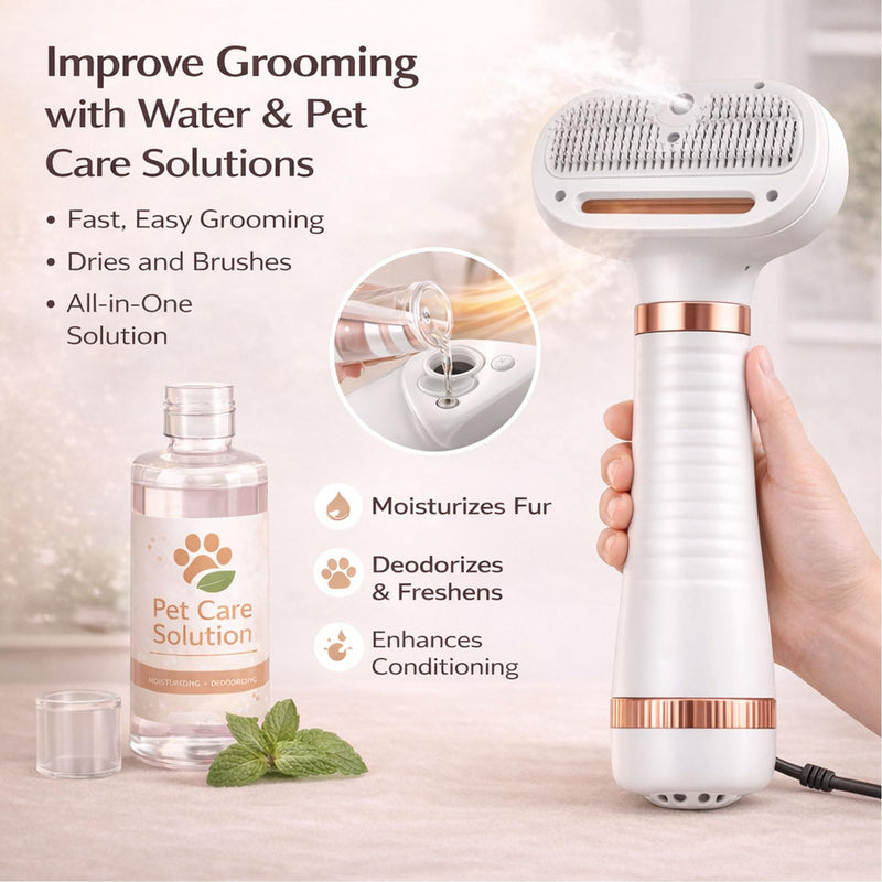 All-in-One Steam Pet Grooming Brush for Dogs & Cats, Soft Brushing with Drying & Deshedding, Calm Home Grooming Tool for Daily Use - PawsPlanet Australia