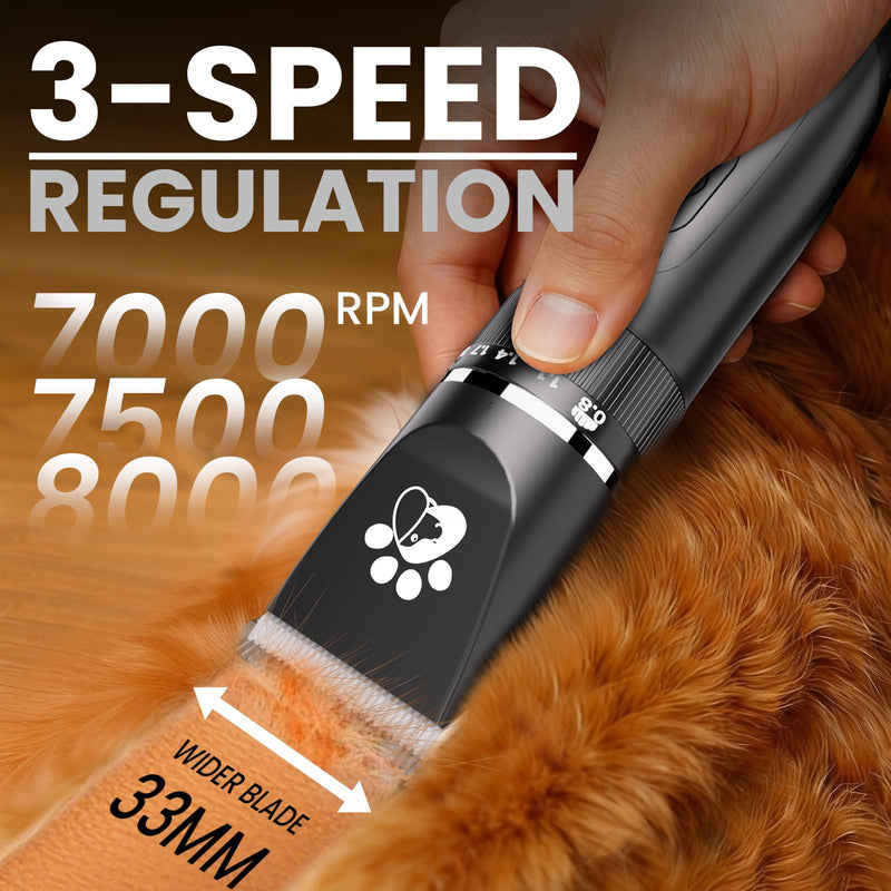 Dog Clippers for Grooming, 3-Speed Low Noise Cordless Pet Grooming Kits with Ceramic Blades & LED Display for Dogs Cats Full Coat Hair - PawsPlanet Australia