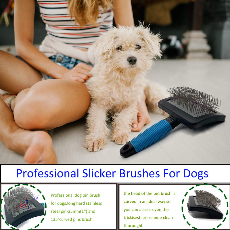 Large Firm Slicker Brush for Dogs Goldendoodles-Pet Slicker Brush With Soft Massage Grooming Stainless Steel Pins,Extra Long Pin Slicker Brush for Large Dog Pet Grooming Wire Brush and Deshedding - Removes Long and loose Hair - Undercoat - 25mm(1") - PawsPlanet Australia