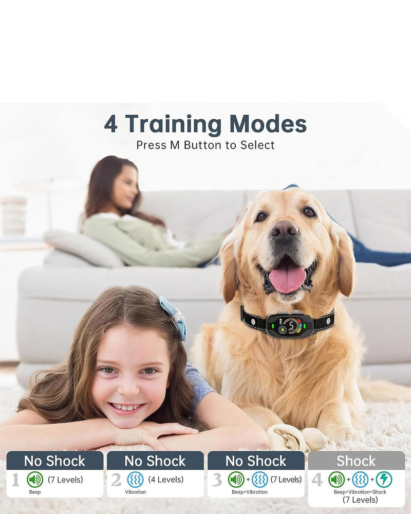 Dog Bark Collar for Large Medium Small Dogs,Rechargeable Smart Bark Collar,Adjustable Beep Vibration Modes & 5 Sensitivity, Automatic Anti Barking Device for Dog（Black） - PawsPlanet Australia