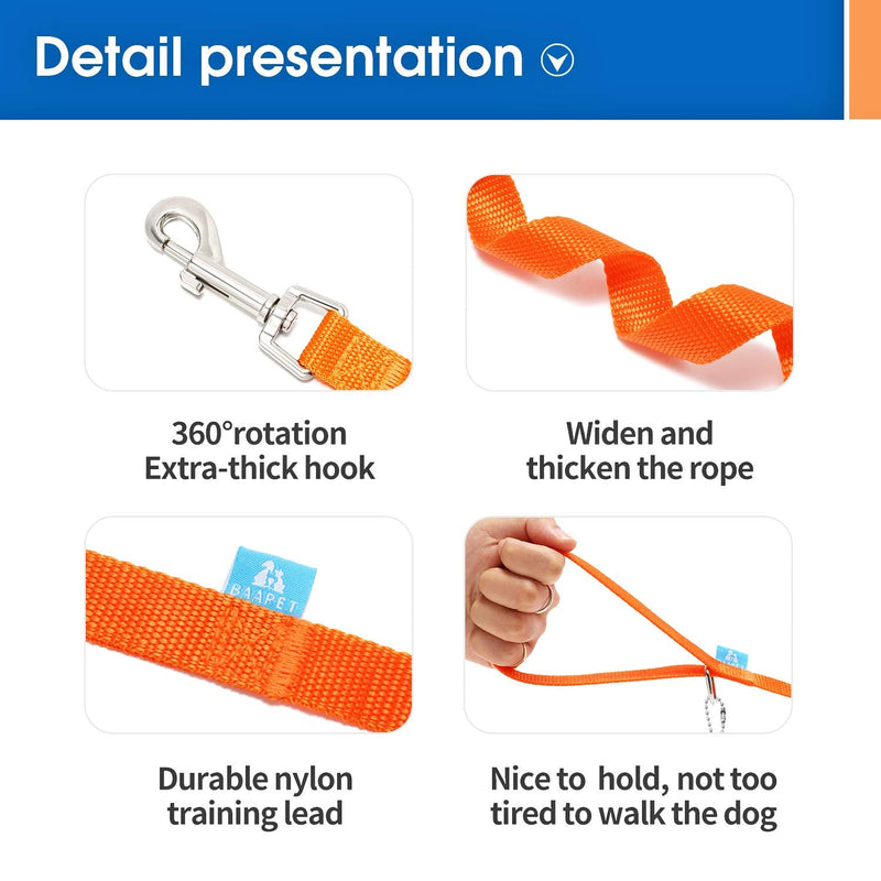 BAAPET 15/20/30/50/100 ft Long Dog Training Leash with Clickers for Small, Medium and Large Dogs or Cats (50 Feet, Orange) 50 Feet - PawsPlanet Australia