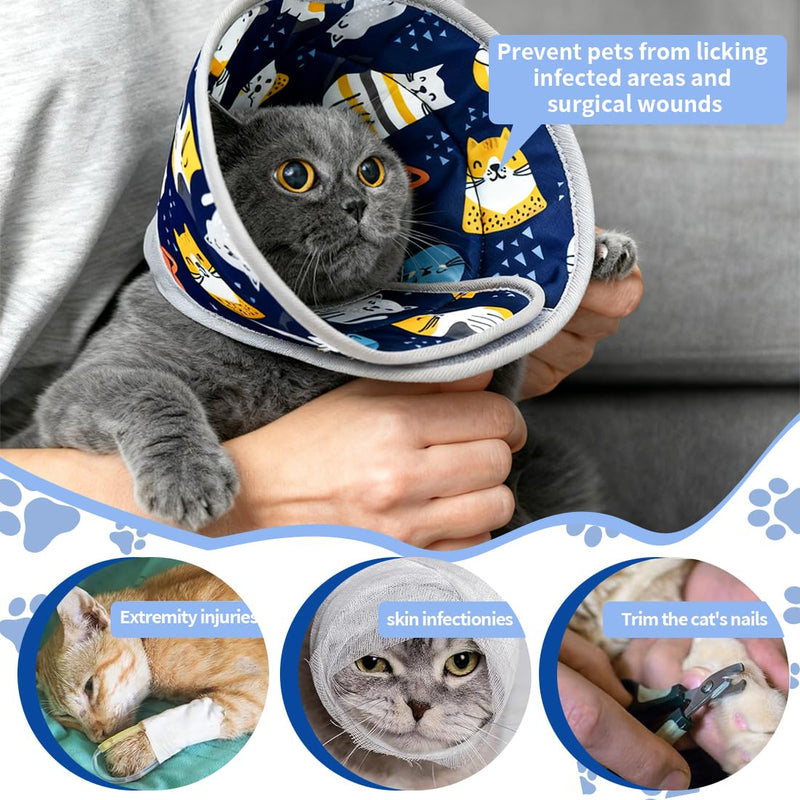 1 x Soft Cat Collar, Protective Collar, Cat Collar for After Surgery and Injuries, Adjustable Collar for Cats, Prevents Licking Wounds, Cat Collar