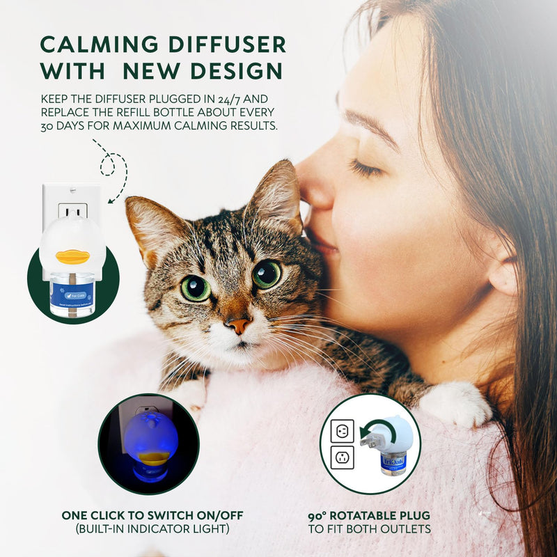 Cat Pheromones Calming Diffuser: Premium Cat Calming Diffuser - Cat Pheromone Diffuser - Pheromone Diffuser to Calm Cats - Cute Bear Head Shape Feline Pheromone Diffuser, 2Pack Olive Green