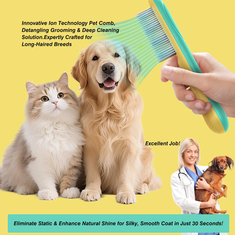 Premium Flea Comb for Long Haired Cats and Dogs - Rechargeable Pet Grooming Tool with Stainless Steel Teeth - USB-C Charging