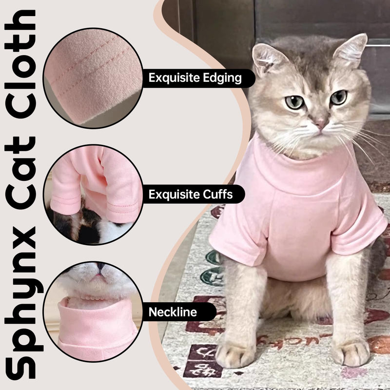 QBLEEV Sphynx Cat Clothes, Soft Stretchy Cat Sweater for Cats Only, Turtleneck Hairless Cats Pullover Shirt, Breathable Kitten Pajamas Warm Lightweight Jumpsuit for Indoor Outdoor Daily Wear & Sleep XX-Large Blush - PawsPlanet Australia