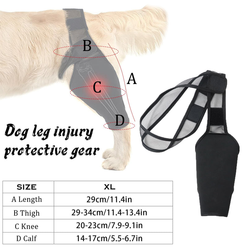 Elbow Support for Dogs Dog Leg Protection Adjustable, Lick Protection Dog Rear Leg, Black Lick Protection, Rear Leg Dog for Elbow Protection, Support for Outdoor, Winter, Post-Operative Care, XL