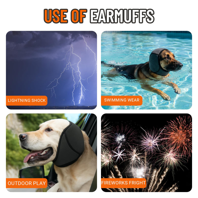 Quiet Ears for Dogs, Noise Cancelling Ear Muffs for Dog Anxiety Relief, Adjustable Pet Cats Dogs Calming Hood, for Grooming, Thunder, Fireworks & Bathing, Noise-Muffling Ear Cover(Gray, M)