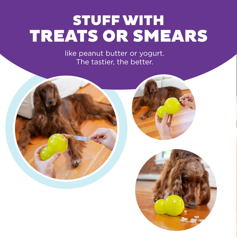 Outward Hound Double-Tuff Durable Interactive Treat Stuffer Dog Chew Toy, Durable Dog Toy, Large, Green - PawsPlanet Australia