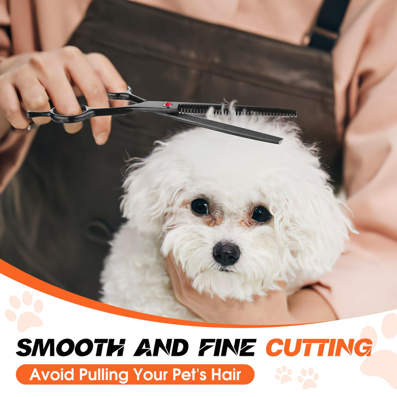 JASON 7.5" Dog Grooming Scissor - Professional Thinning Shear with 37 Teeth Japanese Stainless Steel Blender Scissors for Dogs, Cats and Other Pets (Thinning, Black) Christmas Gift Thinner - PawsPlanet Australia