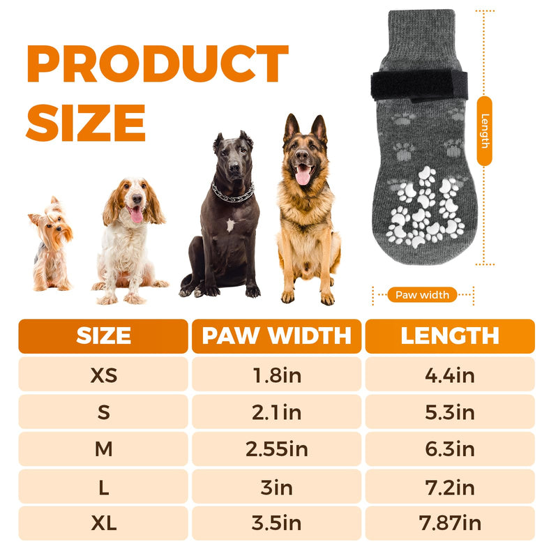Anti-Slip Dog Socks Prevent Licking Paws,Dog Socks with Grippers for Senior Dogs Walk on Hardwood Floor,Dog Grippers with Strong Traction,Dog Essentials,Grey 2 Pairs,M M - PawsPlanet Australia