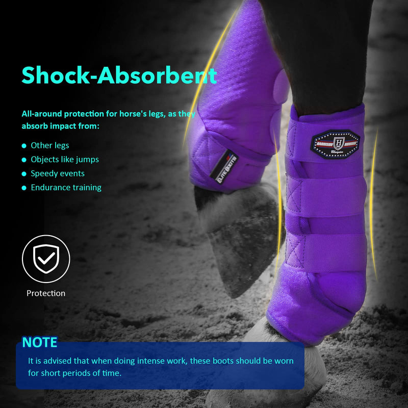 Harrison Howard Horse Sport Medicine Front Shock-Absorbing Boots All-Round Lower Limb Protection & Support Sport Boots Perfect for Endurance Training and Performance Pack of 2 Regal Purple M Cob (Medium) - PawsPlanet Australia