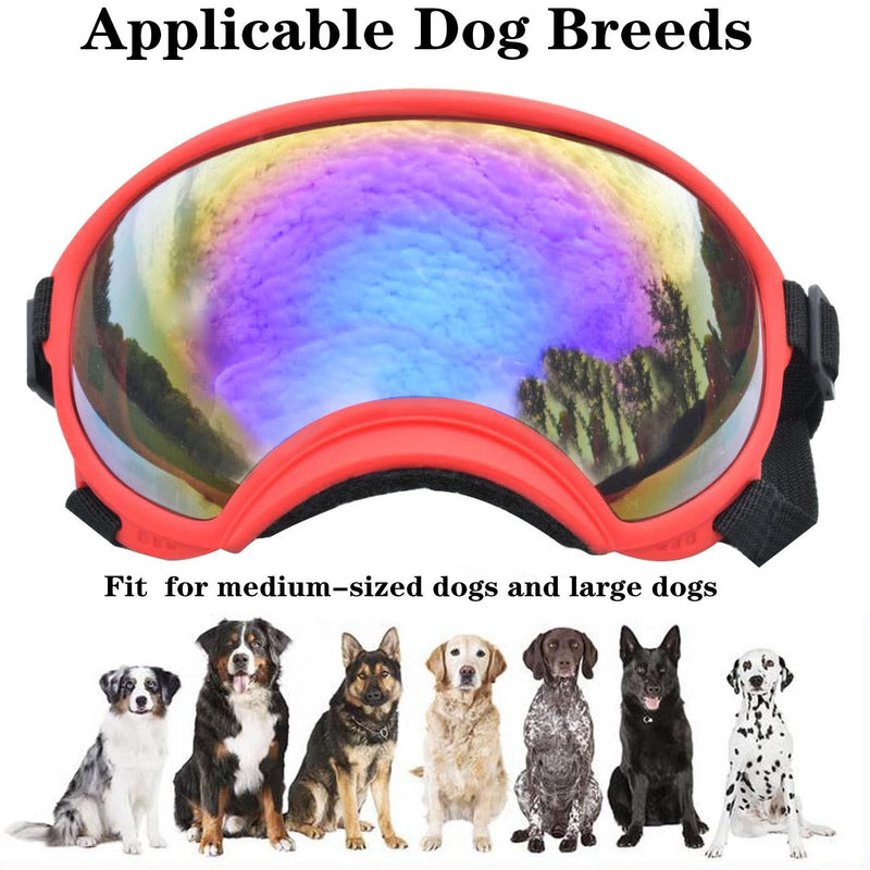 Soft Samll Dog Sunglasses Dog Goggles for Large Breed UV/Wind/Dust Protection Winproof Dog Puppy Sunglasses Pet Glasses Eye Wear with Adjustable Strap (Red Frame & Bule Lens/Small) Red Frame & Bule Lens/Small - PawsPlanet Australia