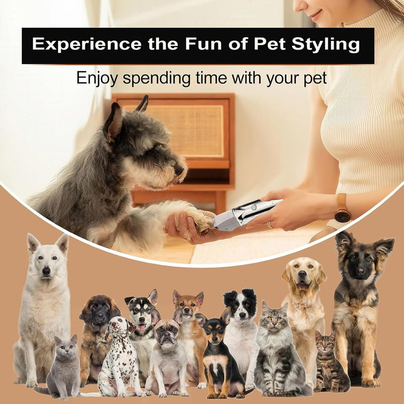 Dog Grooming Kit with LCD Display, 4 in 1 Dog Hair Trimmer for Paw Nail Grinder, Rechargeable Cordless Pet Cat Clippers, Professional Pet Paw Trimmer Nail Grinder Low Noise. Black - PawsPlanet Australia